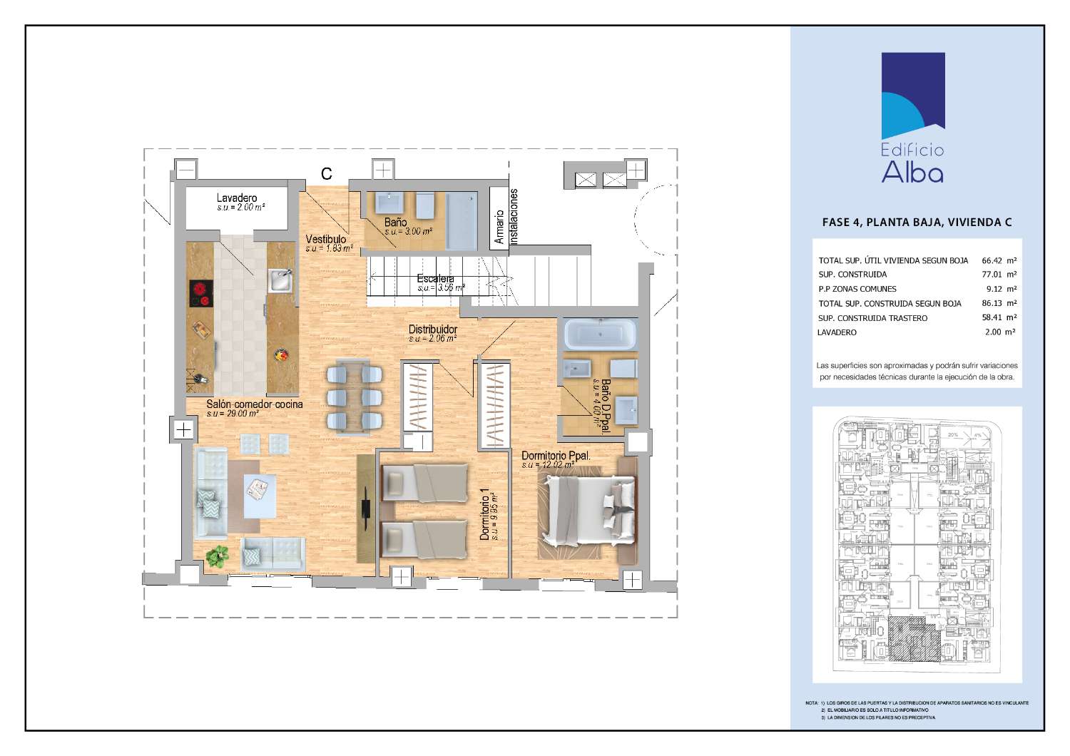 PHASE 4 - ALBA BUILDING - GROUND C - WITH BASEMENT OF 58.41 M2